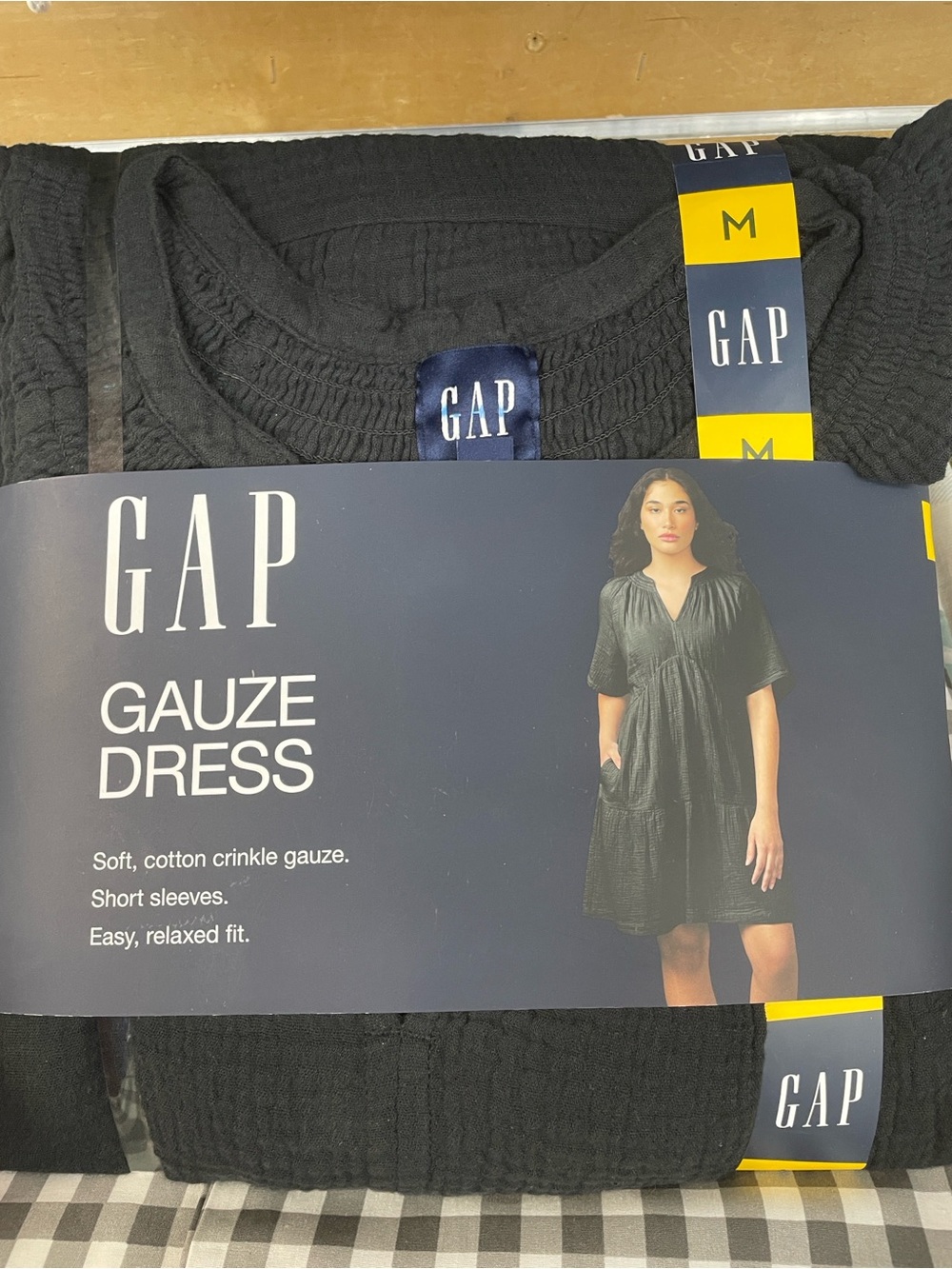 GAP Black Cotton Gauze Short Sleeve Dress Sz Medium NWT